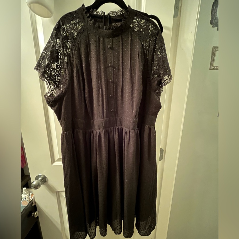 Torrid retro chic Black Lace Swiss Dot Dress
